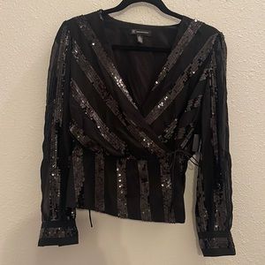 INC Glitz Sequin Wrap Top
